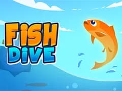 Fish Dive thumbnail showing a cheerful orange fish leaping out of blue ocean waves