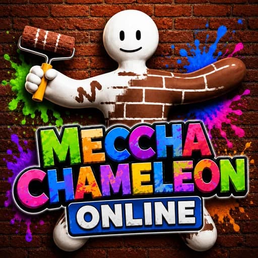 Meccha Chameleon thumbnail showing a cartoon chameleon blending into a colorful tiled arena floor