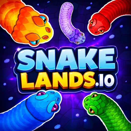 SnakeLands thumbnail showing a long colorful snake circling glowing orbs in an io arena