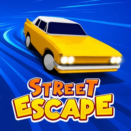 Street Escape thumbnail showing a yellow getaway car drifting on a blue city street